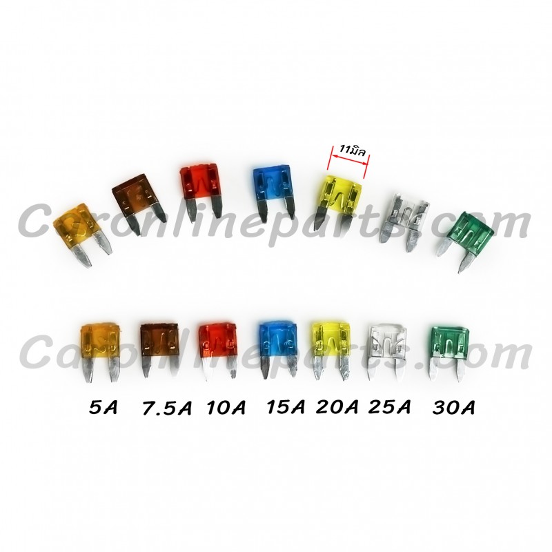 ฟิวส์เสียบจิ๋ว 7.5A (automotive mini blade fuses) บรรจุกล่องละ 100ตัว