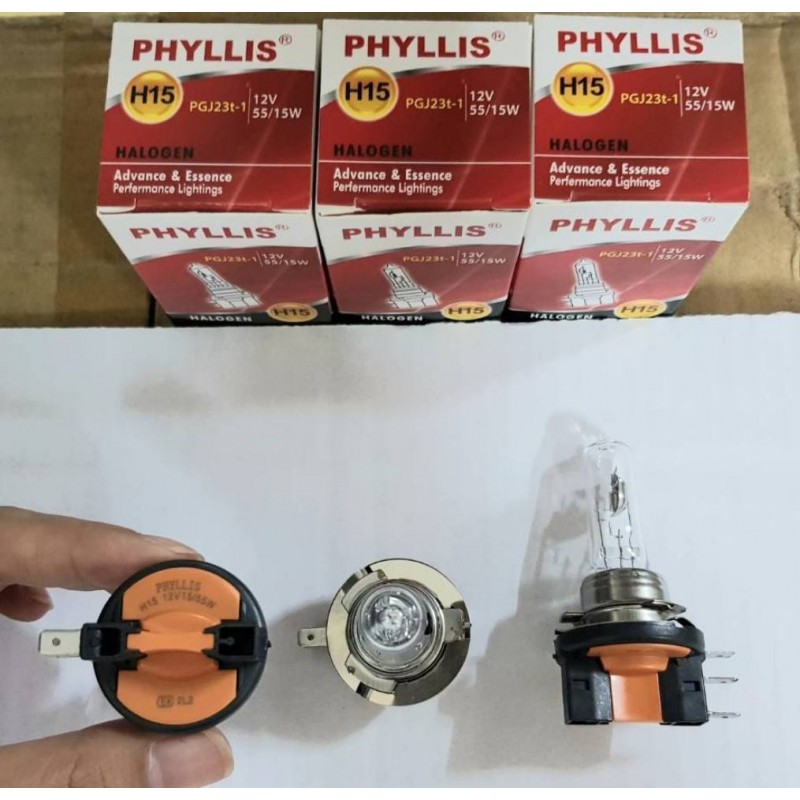 หลอดไฟ H15 12V 15/55W  PHYLLIS (บรรจุแพ็คละ 10ดวง)